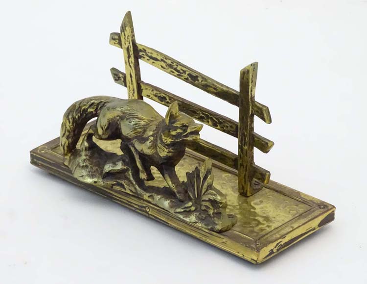 A novelty letter rack with brass fox and fence decoration. - Image 7 of 7