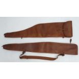 Shooting: A tan heavy leather gunslip with zip opener, 48" long,