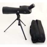 An Optus 20 - 60 x 60 Spotting Scope , having lens caps , sun shade and tripod . In soft case .