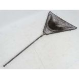 Fishing: An unmarked brass and aluminium folding landing net with clip attachment