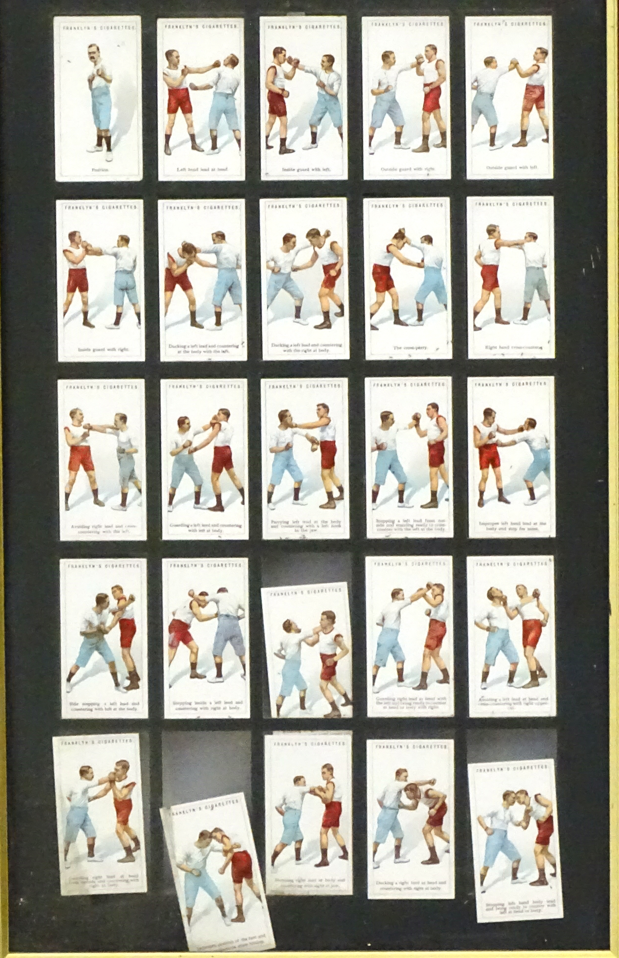 Boxing: 25 (full set) framed Franklin's Cigarette cards boxing techniques CONDITION: - Image 4 of 6