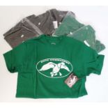 Six Duck Commander t-shirts, three in green, three in brown, all size M,