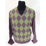 A Laksen Argyle pattern men's shooting jumper in Pine/Lime, size XL,