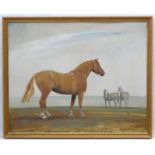 Horse: Derek Williams XX Equine School, Oil on board, Portrait of heavy hunter Chestnut horse,