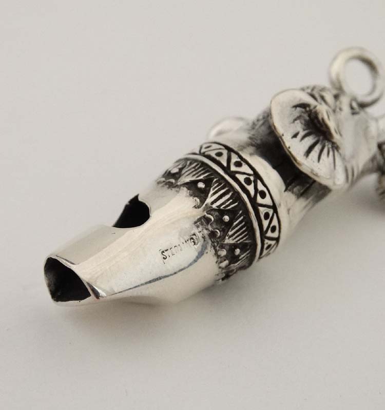 A novelty silver whistle with elephant head decoration. - Image 2 of 3