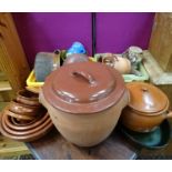 Large assortment of terracotta stoneware and studio pottery ceramics CONDITION: