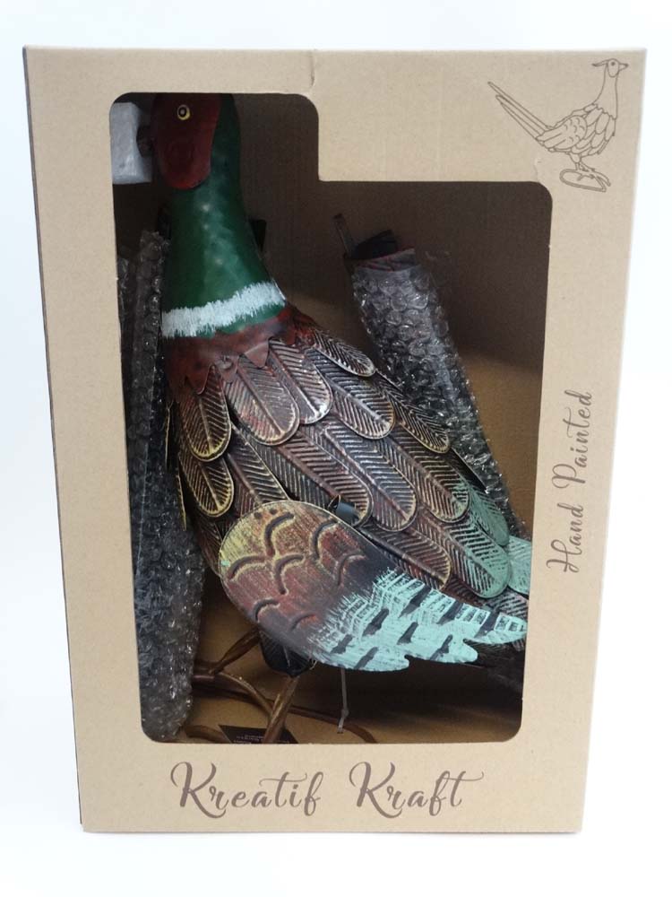 A 21st C Kreatif Kraft hand painted metal 'Pheasant' garden ornament, - Image 2 of 4