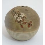 A Stapleton House Studio Pottery spherical stoneware lamp base ,