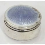 Hallmarked silver pill box blue enameled lid CONDITION: Please Note - we do not