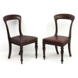 A pair of 19thC mahogany Scottish chairs bearing labels for Jennings of Edinburgh 35 1/2" high