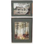 Gail Elson XX , Watercolour , a pair, View through trees and Tudor village house, Both signed lower,