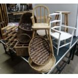 Assortment of stools and wicker items CONDITION: Please Note - we do not make