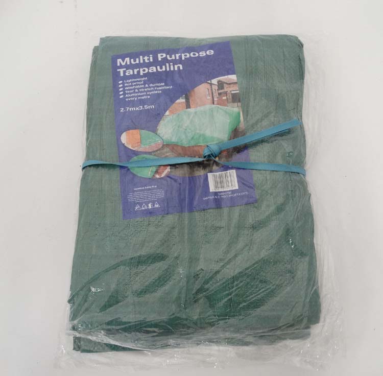 Two 9 ft x 12 ft Green multi purpose tarpaulins (2) CONDITION: Please Note - we do - Image 2 of 2