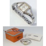 Fossil - a cased Ladies Silver Gold dress watch model ES 1989 ,