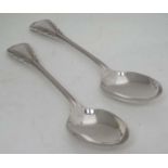 Pair of silver plate lily pattern table spoons CONDITION: Please Note - we do not