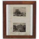 Signed Y Voiy? French c1930, A pair monochrome engravings, Notre Dame by the Seine,