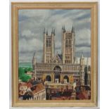 T Gate '70', Oil on artist's Board, Lincoln Cathedral, Signed and dated lower left.