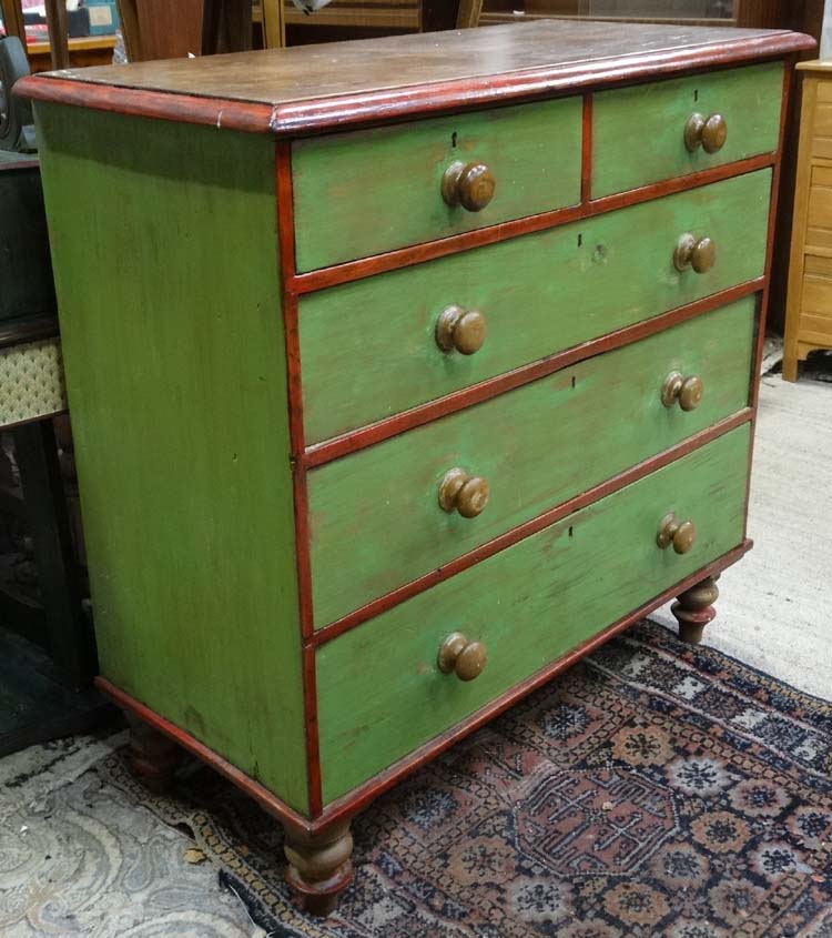 A painted 2 over 3 chest of drawers CONDITION: Please Note - we do not make - Image 2 of 3