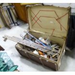 Large old travel trunk and contents (lots of old tools) CONDITION: Please Note - we