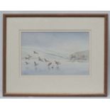 Watercolour of Canada Geese on a lake CONDITION: Please Note - we do not make