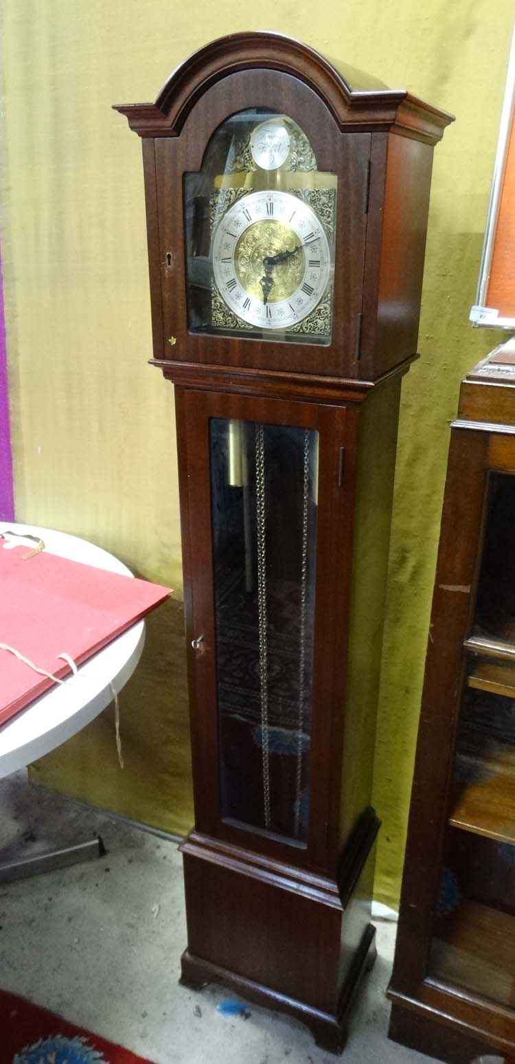 A 21stC longcase 3 train Grandmother clock with glazed front with Westminster chimes, - Image 3 of 3