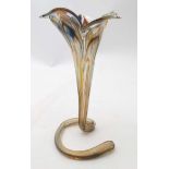 A Murano style Studio Art Glass lily formed epergne of trumpet form in shades of yellow and orange