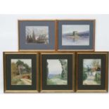 5 assorted watercolours, one signed 'DGF' , 'Sidmouth ' , 'Tintagel ' etc,