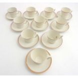 A Vintage Retro mid 20th C cream coloured Gibson's England tea set including 10 cups and saucers