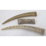 3 items of composite scrimshaw CONDITION: Please Note - we do not make reference to
