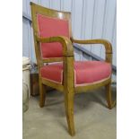 A French upholstered carver arm chair for restoration CONDITION: Please Note - we