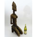 Tribal : An Ethnographic Native Tribal weathered female statue originating from Mali, Africa.
