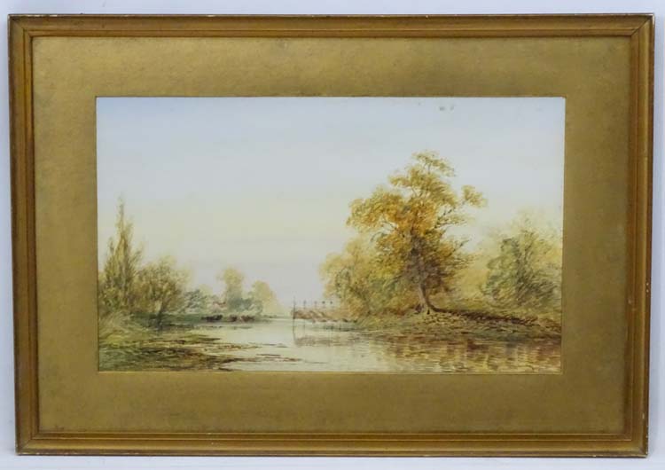 L Lewis (18)94, Watercolour, Eel traps on a river, Signed and dated lower right,