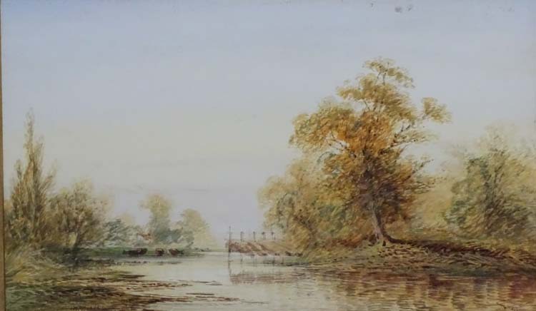 L Lewis (18)94, Watercolour, Eel traps on a river, Signed and dated lower right, - Image 4 of 6