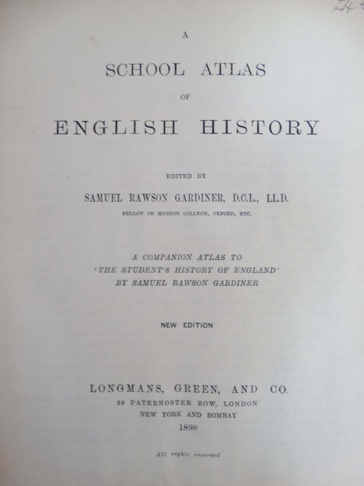 Book: 'A School Atlas of English History' Edited by Samuel Rawson Gardiners, published by Longmans, - Image 9 of 12