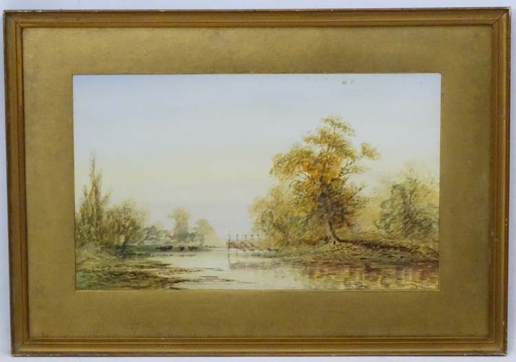 L Lewis (18)94, Watercolour, Eel traps on a river, Signed and dated lower right, - Image 3 of 6