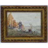 Indistinctly Signed Russian School, Watercolour and pencil, Hunting scene ,