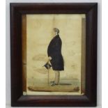 P Skeolan 1846, Watercolour , Portrait of a gentleman wearing morning suit frock coat etc,