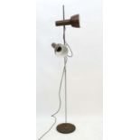 Vintage Retro : a Danish designed brown livery aluminium twin lamp multi directional spot lamp /