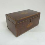 A late 19thC Neo Classical Sheraton mahogany box with ebony and satinwood and fan inlay.