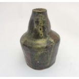 Canadian Studio Pottery: A Retro Nova Scotia Beveridge vase in olive green and brown glaze,