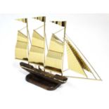 1960's electric table lamp in the form of a three master Schooner Ship ,