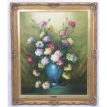A Navarro XX, Oil on canvas, A Flower piece, carnations in a vase,