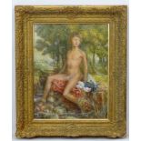 Follower of Henry Scott Tuke, c1930, Oil on board, Naked boy by a pool,