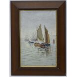 Jacob A. Aarlberg, Oil on canvas, 'Skizz', Fishing boats, steam tug etc.