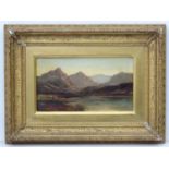 Charles Leslie , Scottish School, Oil on canvas, Mountainous lakeland view , Ascribed verso,