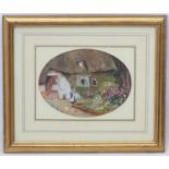 SM , follower of Helen Allingham, Oil on card, an oval,