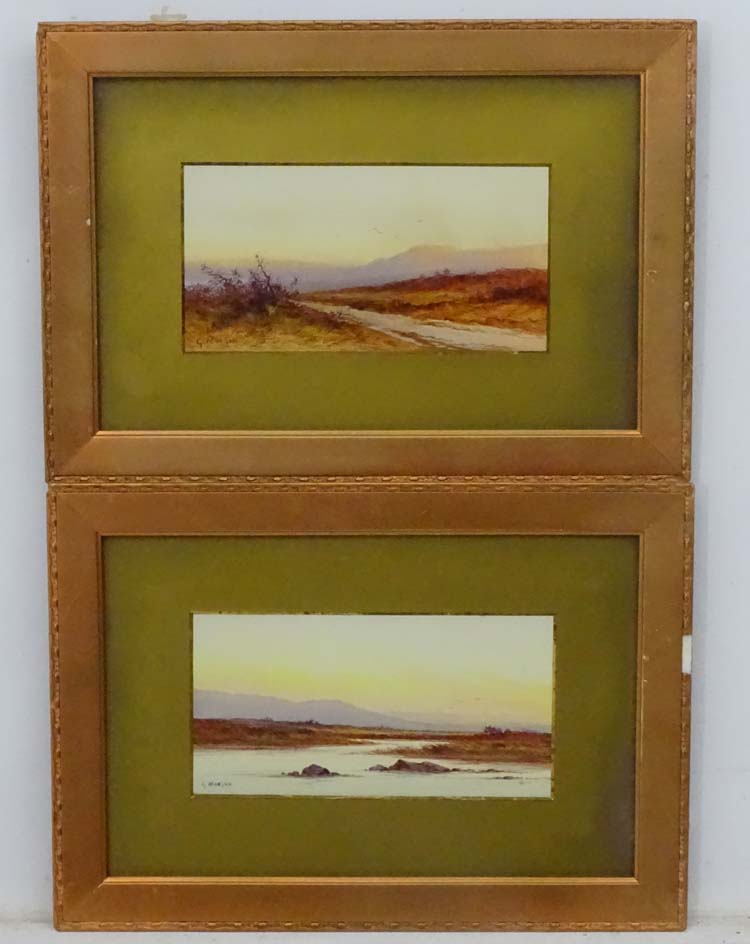 G Morgan XIX-XX, Gouache , a pair, Landscape vistas, Signed lower left.