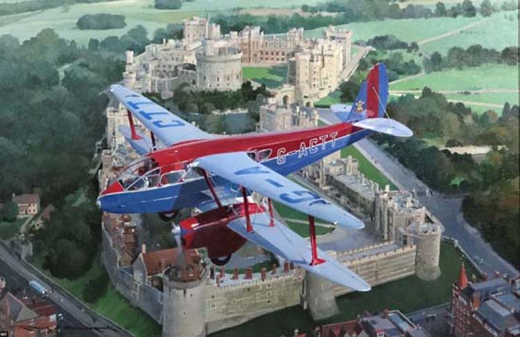 Roger H Middlebrook GAvA XX, Acrylic on board, 'Regal Elegance DH Rapide / Royal Flight', - Image 2 of 3