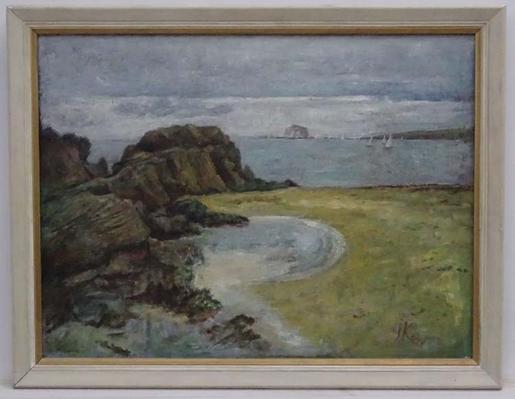 J Kerr, mid XX Cornish School, Oil on board, Coastal scene, Signed lower right,