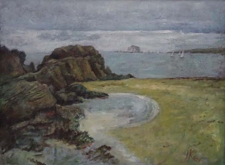 J Kerr, mid XX Cornish School, Oil on board, Coastal scene, Signed lower right, - Image 3 of 4